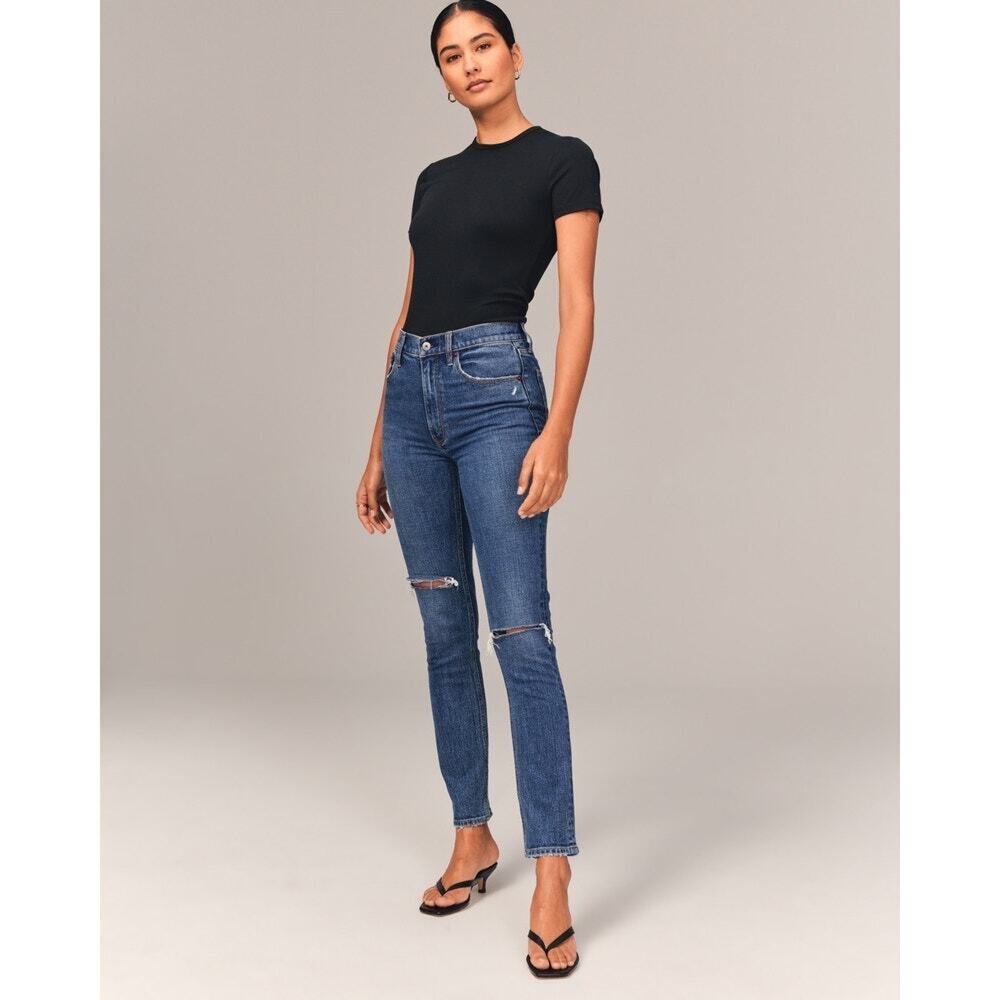 🆕 Abercrombie And Fitch High Rise The Skinny Jeans SZ 2 Short